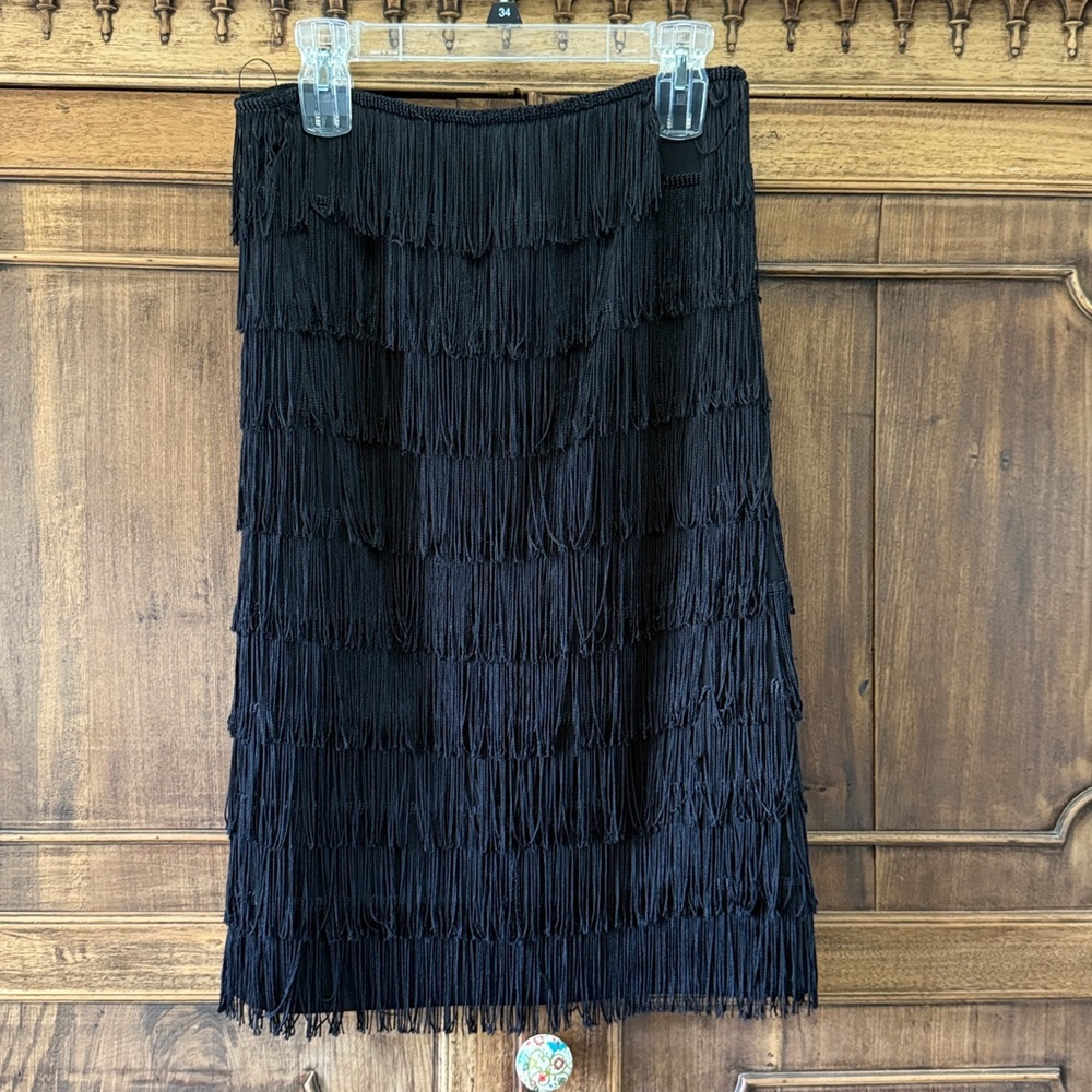 Express Black Layered Fringe Skirt